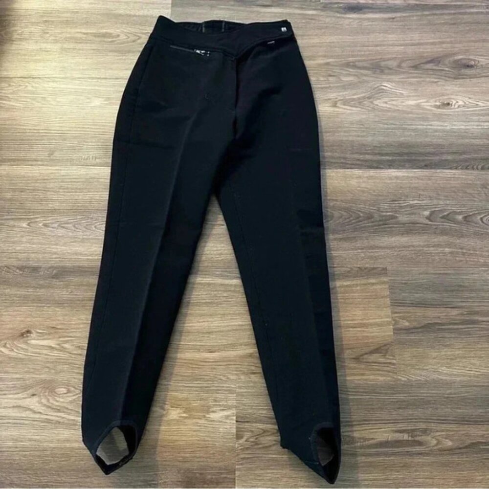 Obermeyer Stirrup Ski Pants Women 8L Black Wool Blend Sleek Stretch Snow Japan
